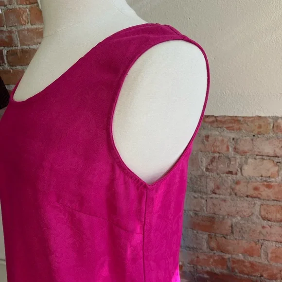 Karin Stevens Fucsia Pink Flower  Sleeveless Dress LARGE - Picture 3 of 6